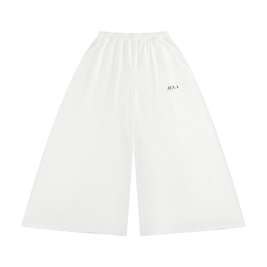 JEVA Apparels, Raw Edge Wide Leg Sweatpants White