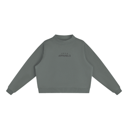 JEVA Apparels, Essential Fleece Mock-Neck Crew Sweatshirt Dark Gray