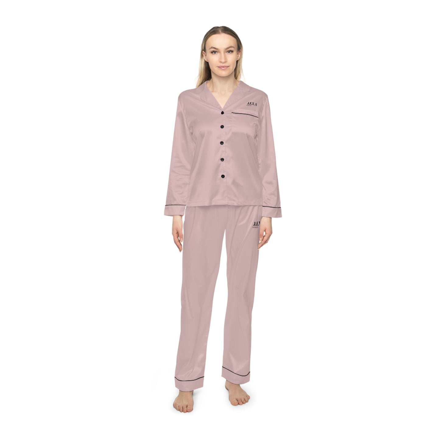 JEVA INTIMATES  Satin Pajama Set — Blush Pink Luxe Sleepwear