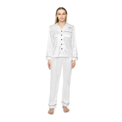 JEVA INTIMATES Satin Pajama Set — White Cloud Silk-Feel Sleepwear