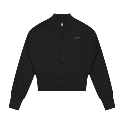 Women’s Mock Neck Zip Up Cardigan Black