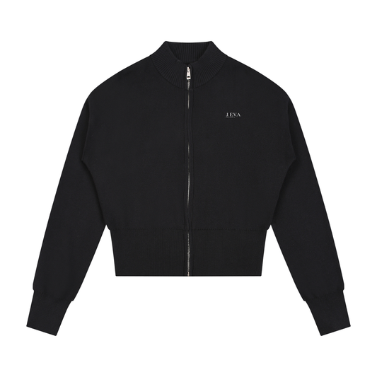 Women’s Mock Neck Zip Up Cardigan Black