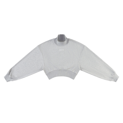 JEVA Apparels, Crop Mock Neck Sweatshirt Gray