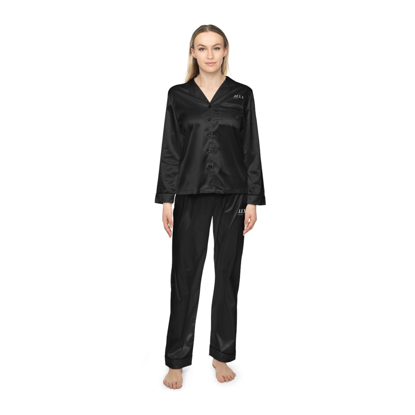 JEVA INTIMATES Satin Pajama Set — Dark Night Silk-Feel Sleepwear