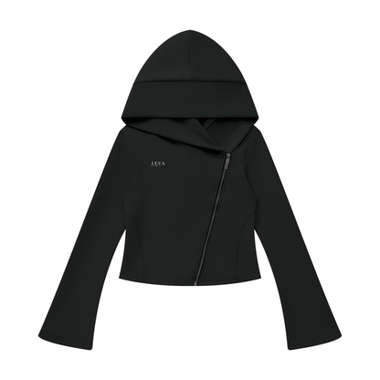 JEVA Apparels, Bell Sleeve Full Zip Hoodie Black