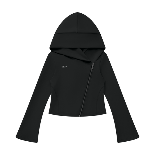 JEVA Apparels, Bell Sleeve Full Zip Hoodie Black